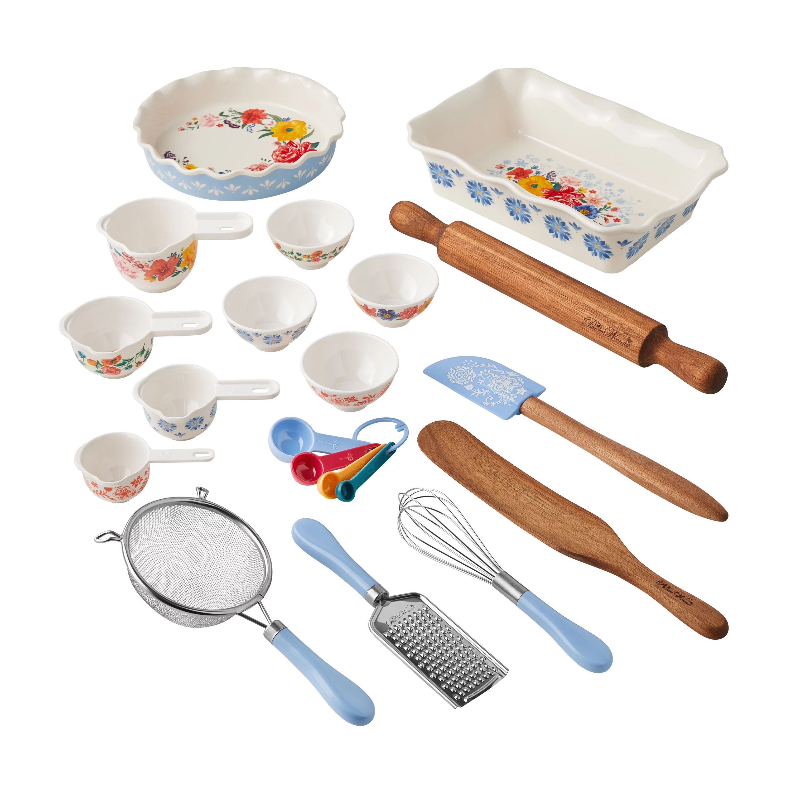 The Pioneer Woman Brilliant Blooms 20-Piece Blue Bake & Prep Set with Baking Dish & Measuring Cup... | Walmart (US)