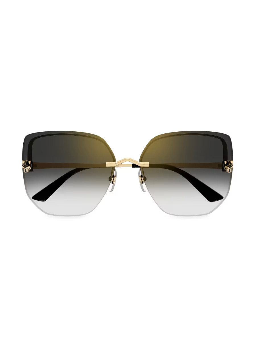 Cartier Panthère Light 63MM Round Sunglasses | Saks Fifth Avenue | Saks Fifth Avenue