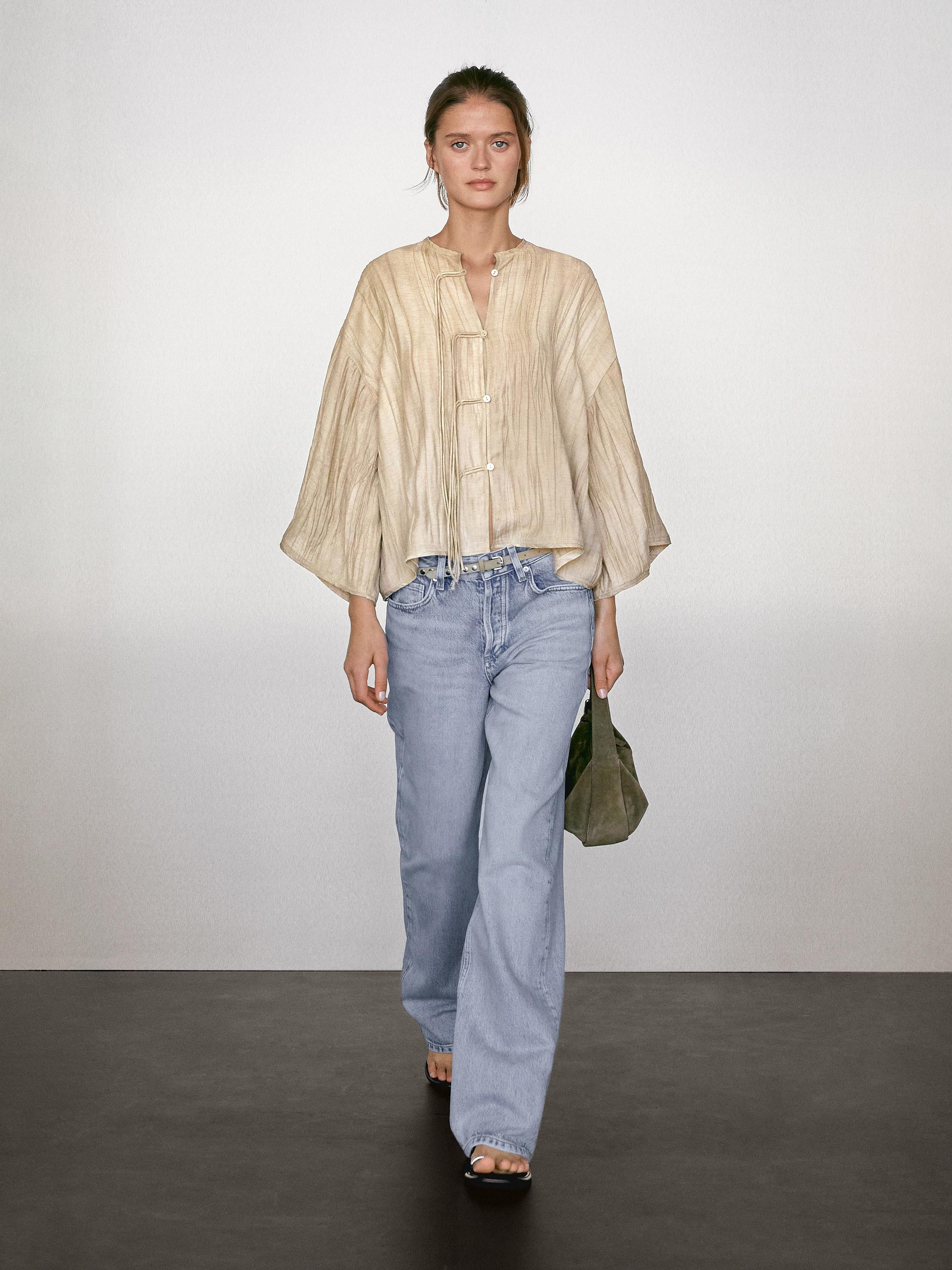 Flowing kimono with tie detail | Massimo Dutti US