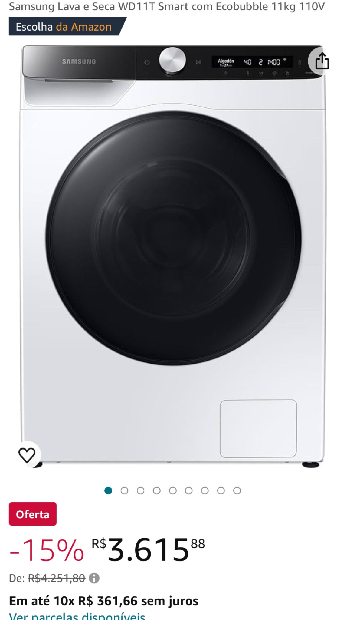 Samsung Lava e Seca WD11T Smart com Ecobubble 11kg 110V

#LTKbrasil #LTKhome