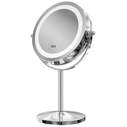 Lighted Makeup Mirror, 7 Inch Led Vanity Swivel Mirror 1x/10x Magnifying Double Sided Mirror with... | Amazon (US)