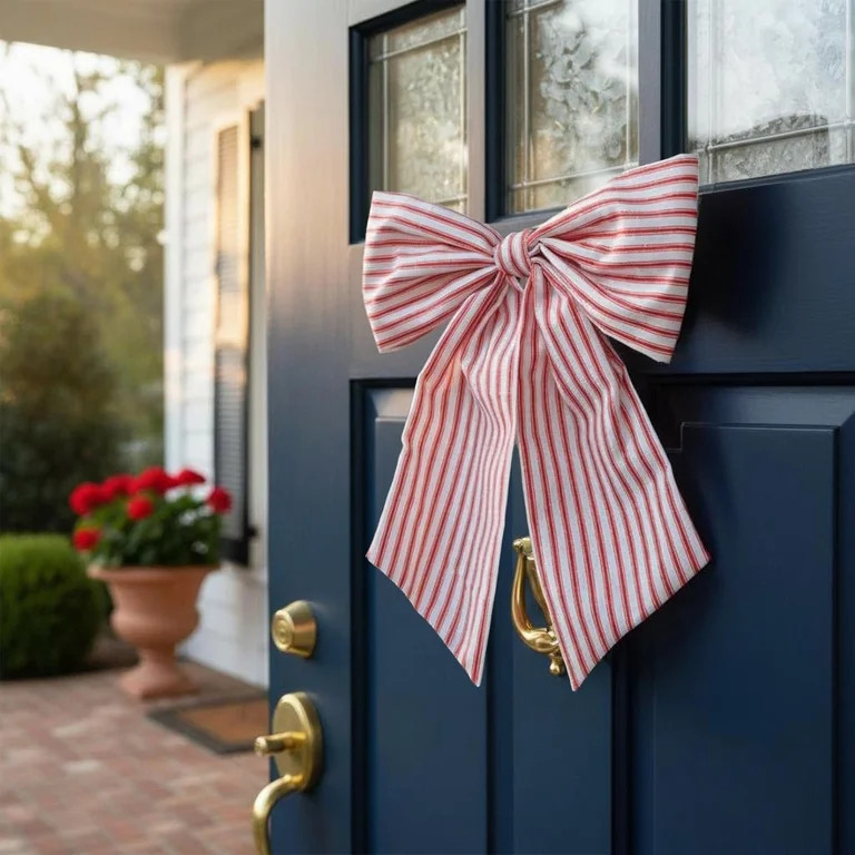 Striped Decorative Bow, Red and White, 14", by My Texas House | Walmart (US)
