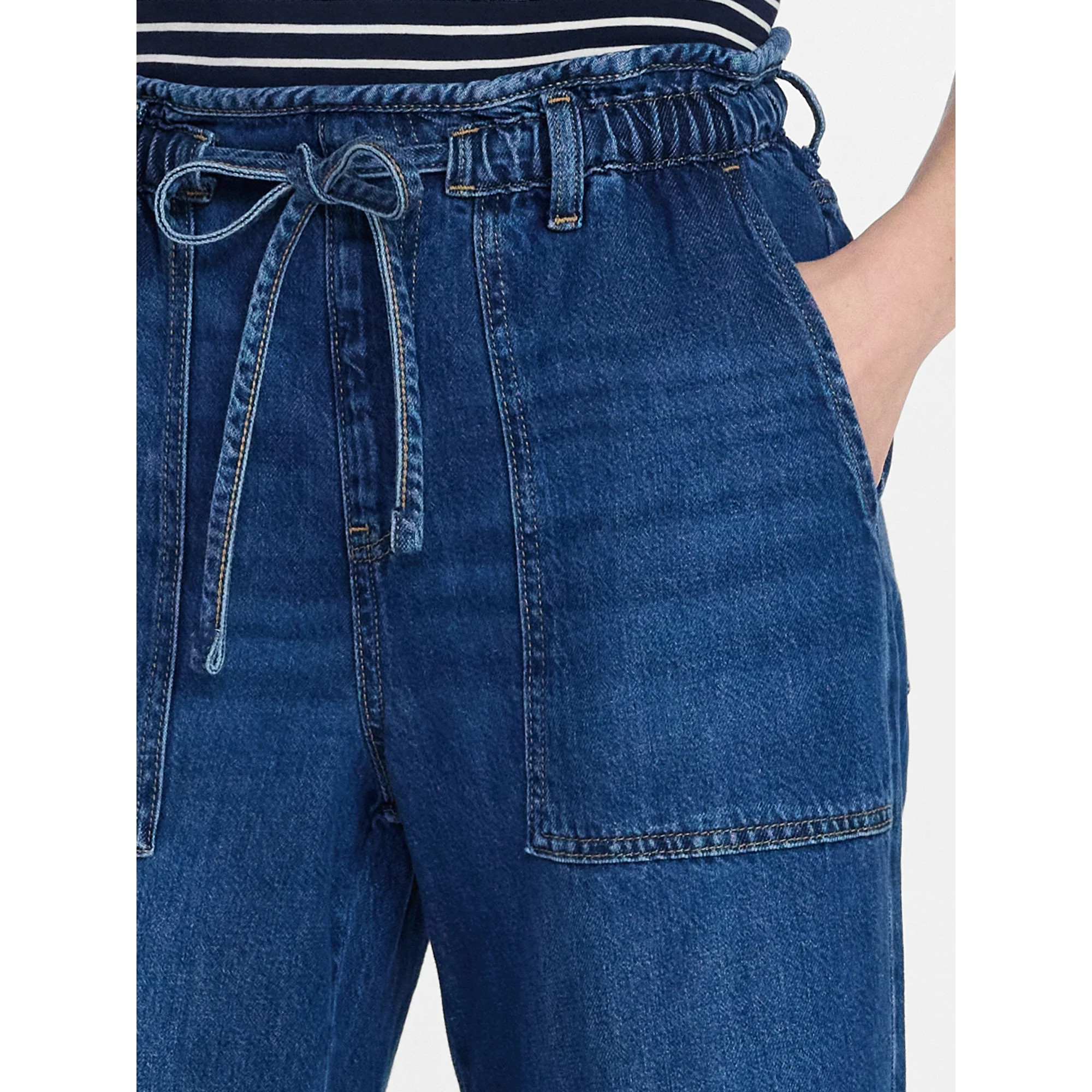 Time and Tru Women's Pull On Wide Leg Jeans, 30" Inseam, Sizes XS-XXXL | Walmart (US)