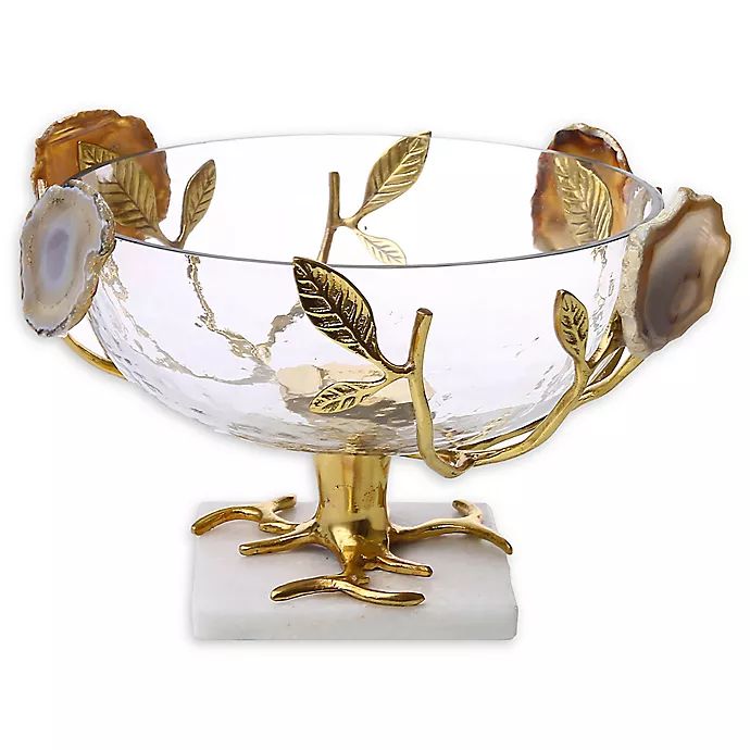 Classic Touch Marble Footed Salad Bowl in Gold | Bed Bath & Beyond
