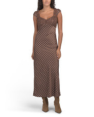 Satin Polka Dot Maxi Dress With Lace Neckline | Juniors | Marshalls | Marshalls