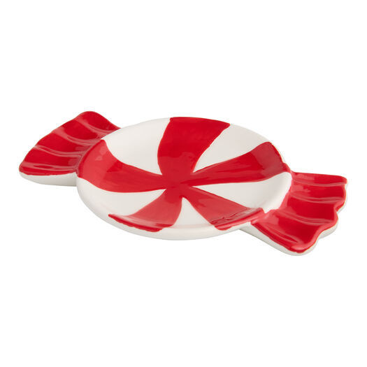 Red and White Ceramic Peppermint Candy Figural Tea Rest by World Market | World Market