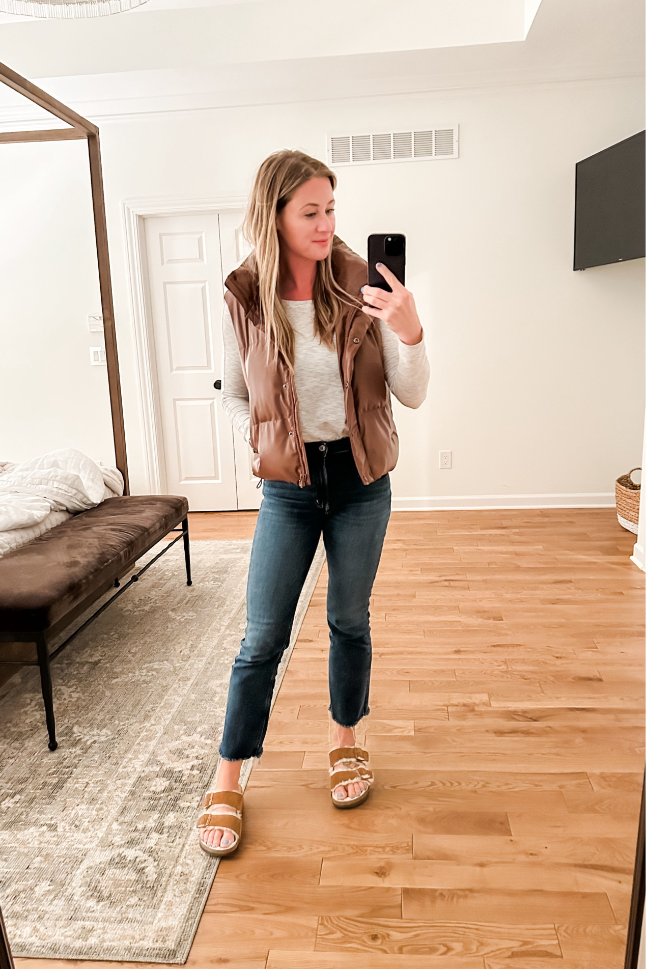 Had to snap this picture so fast with babies impending 🤣 such a gorgeous couple days here with a slight weather dip! I am enjoying pulling out a few layering pieces for fall  

#LTKSeasonal #LTKFindsUnder50 #LTKStyleTip