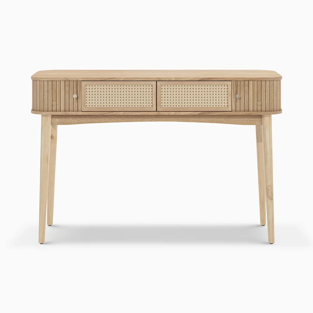 Hernest | 47.2" Console Table with Storage, Solid Wood Entryway Console Table with Rattan Drawer,... | Hernest
