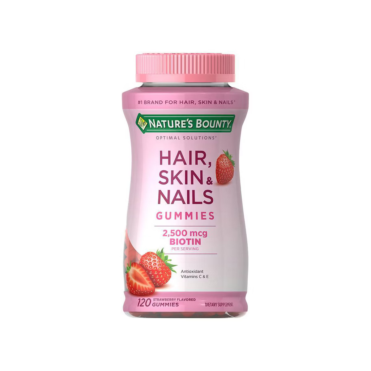 Nature's Bounty Hair, Skin & Nails Gummies with Biotin - Strawberry - 120ct | Target