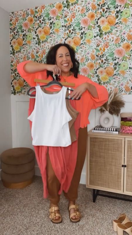 Summer outfit ideas for the midsize girl! Wearing size large brown pants, wearing size XXL in tanks. XL in linen pants from Amazon! 

#LTKFindsUnder100 #LTKMidsize #LTKStyleTip