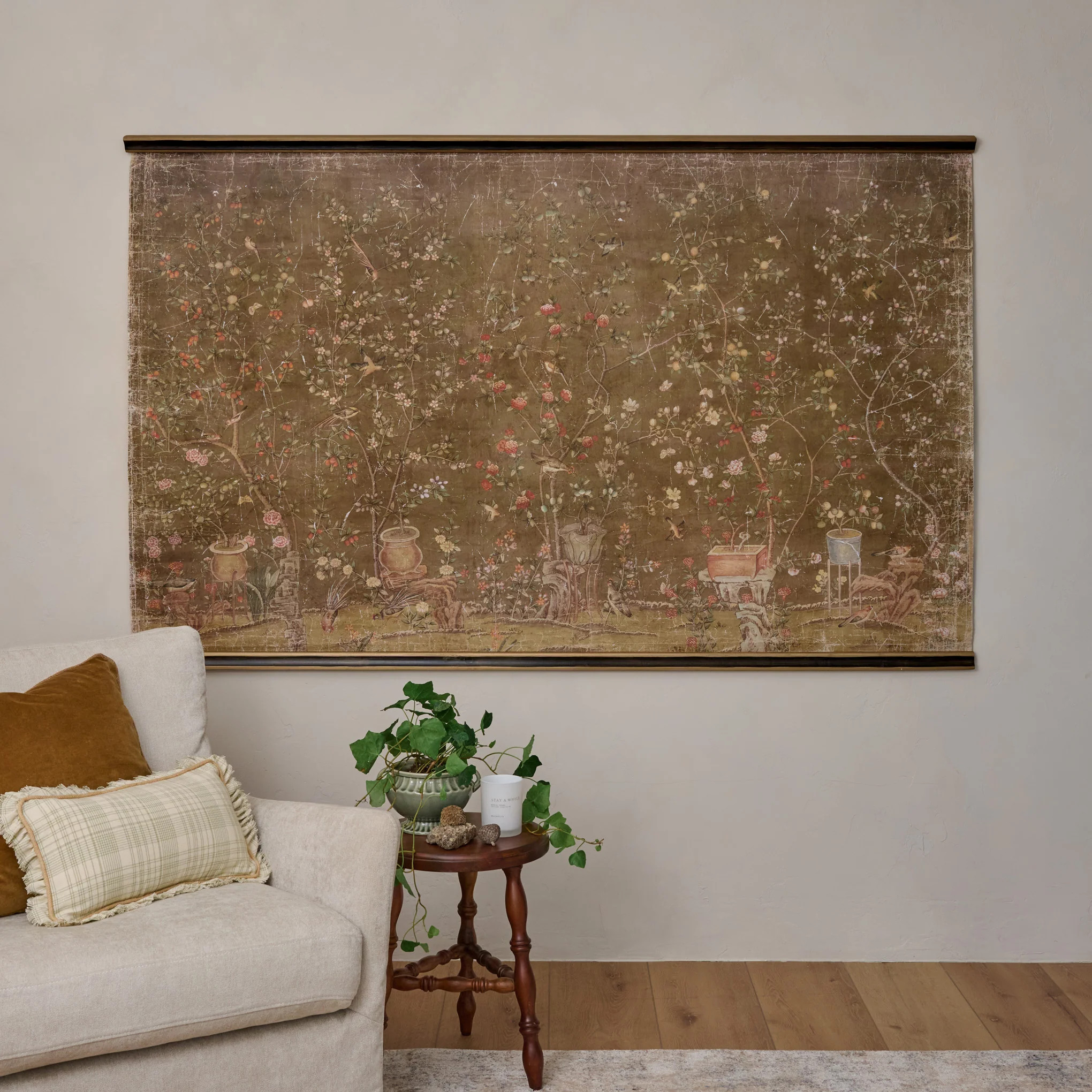 Oversized Scroll of Blooms Tapestry | Magnolia