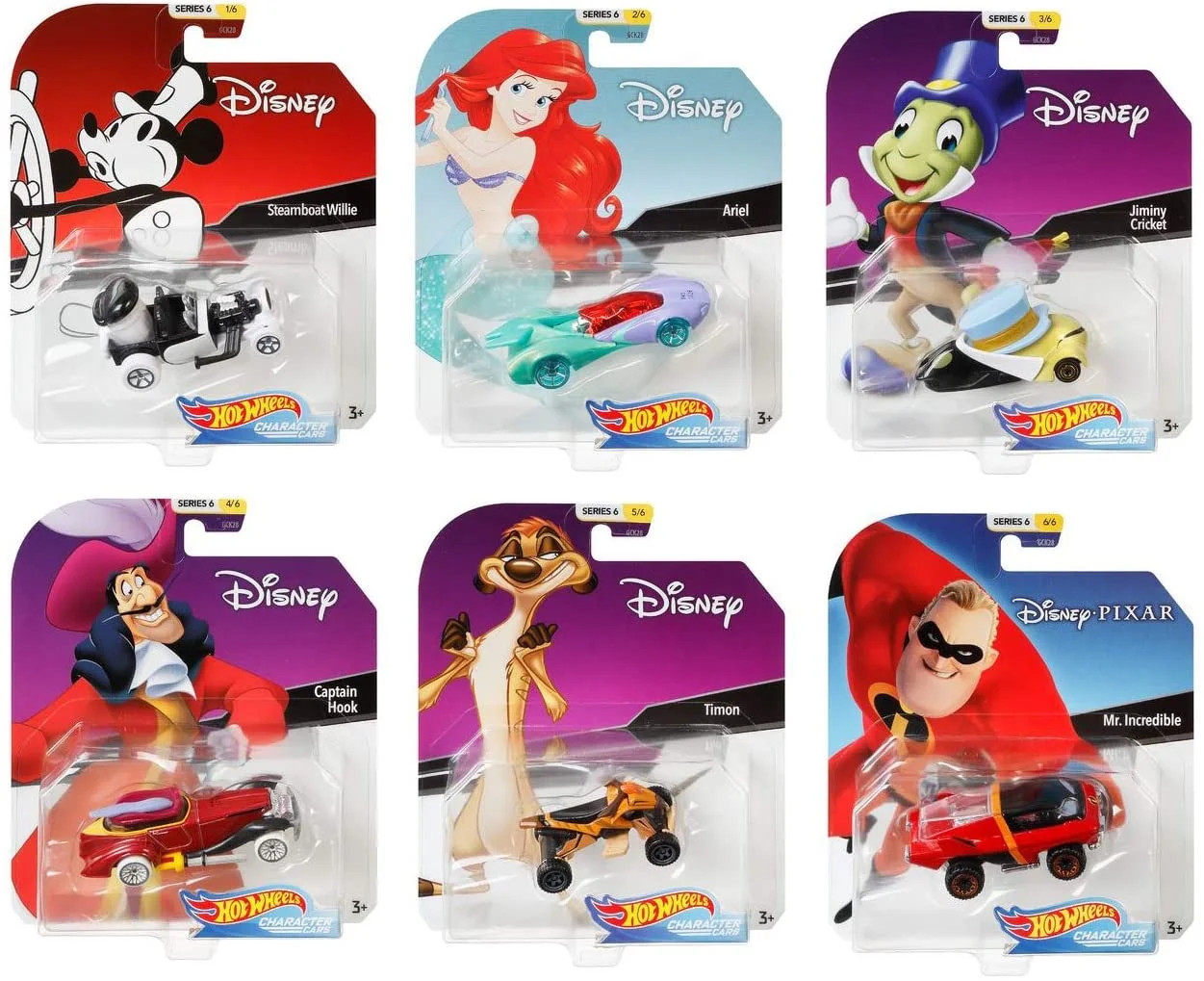 2018 Hot Wheels 1/64 Disney Pixar Character Cars Series 6, Set of 6 Collectible Die Cast Toy Cars... | Walmart (US)