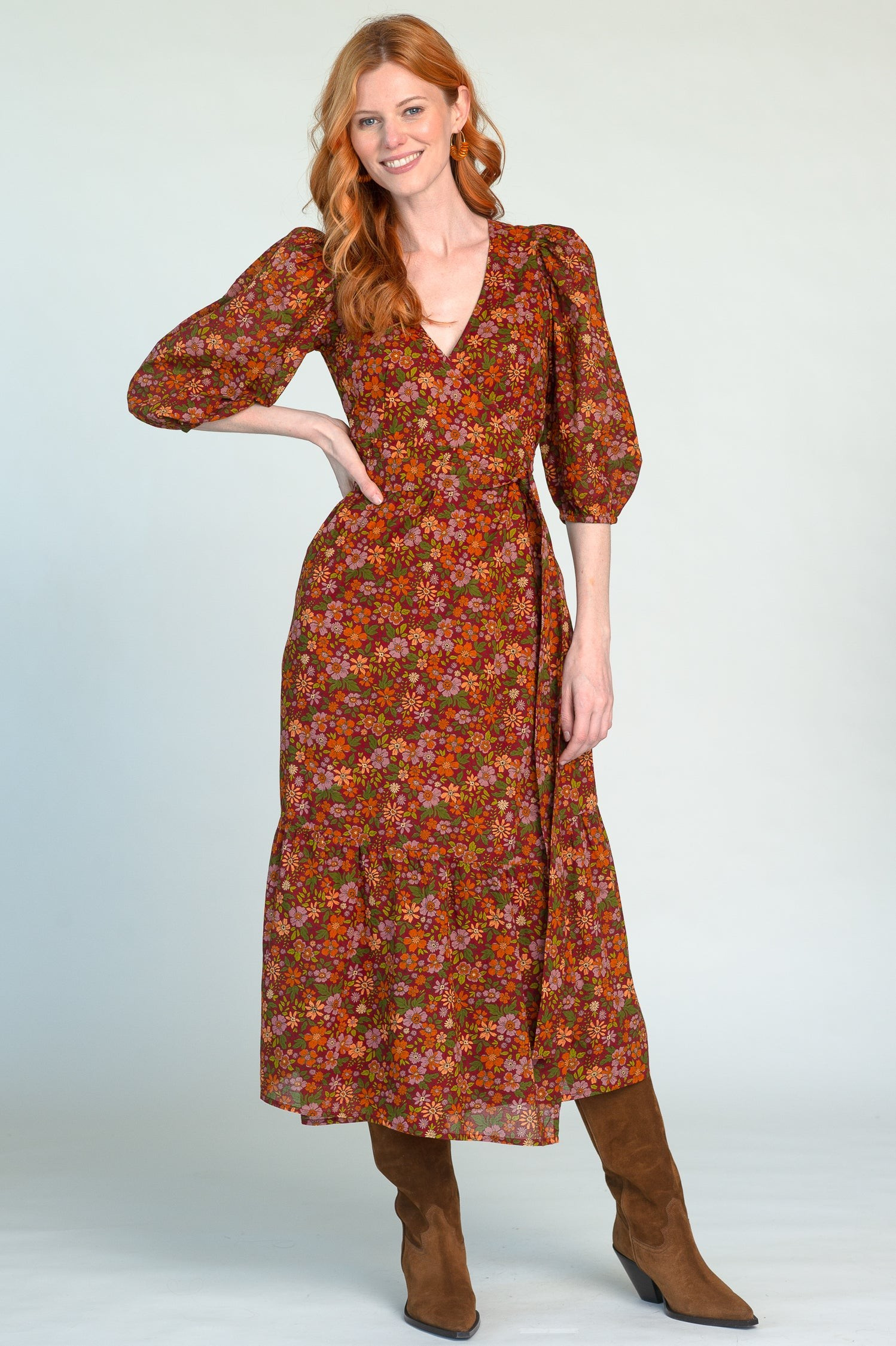 Claire Dress in Wildflower Rosewood | Olivia James The Label
