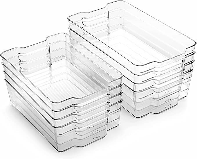 BINO | Stackable Plastic Storage Bins - 8 Pack | The Stacker Collection | Multi-Use Organizer Bin... | Amazon (US)