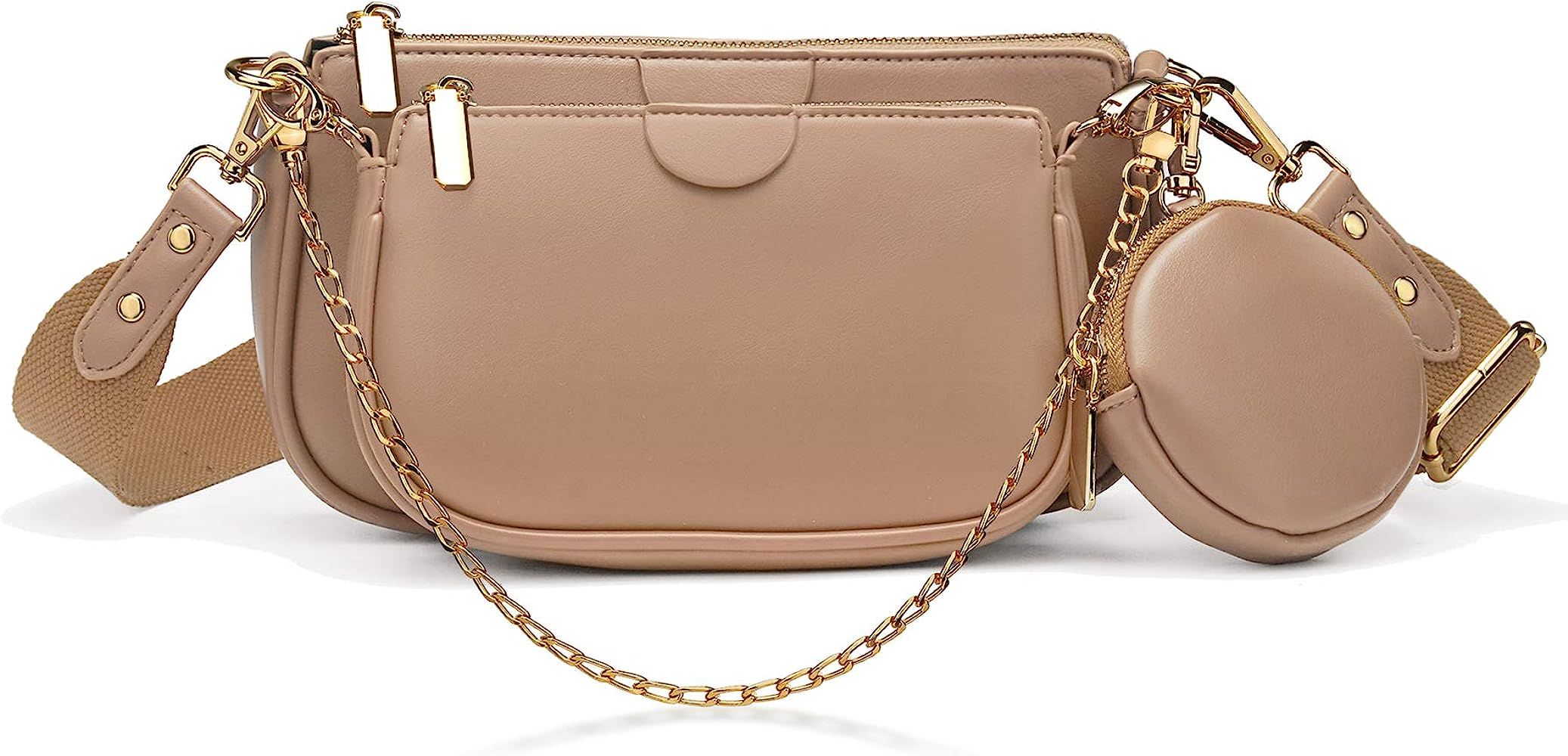 Yaluxe small Crossbody Bags with Coin Purse Women trendy Multi Golden Chain Zip Fashion | Amazon (US)