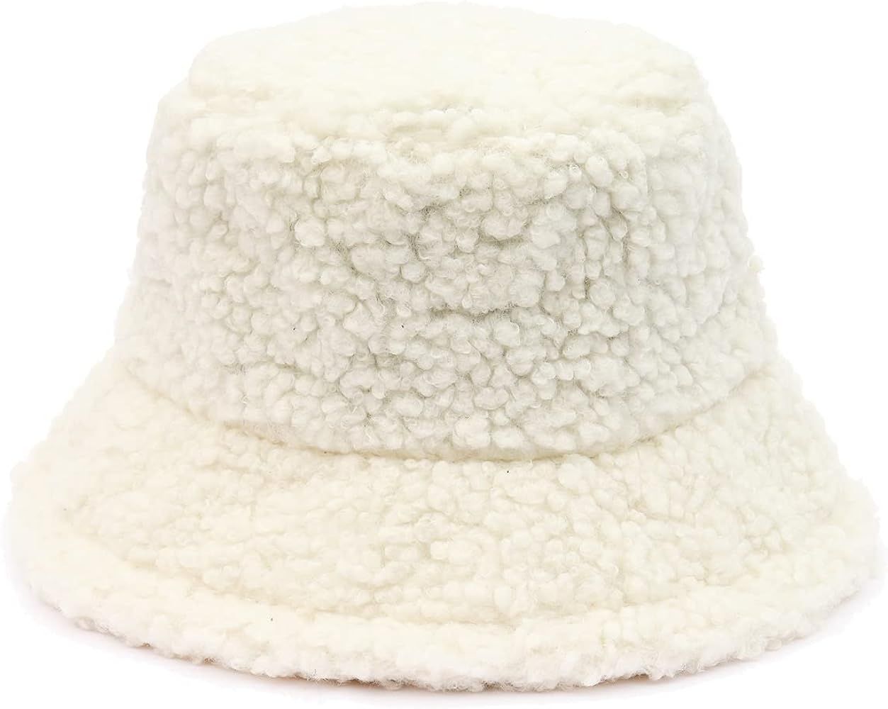 Fuzzy Bucket Hat for Women Furry Fur Bucket Hat Winter Warm Plush Fisherman Fluffy Sherpa Bucket ... | Amazon (US)