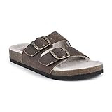 White Mountain Shoes Helga Women's Flat Sandal, Brown/Leather W/Faux Shearling, 7 M | Amazon (US)