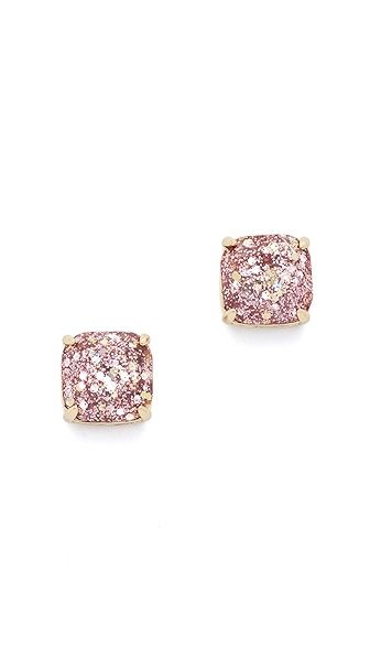 Kate Spade New York Small Square Stud Earrings - Rose Gold Glitter | Shopbop