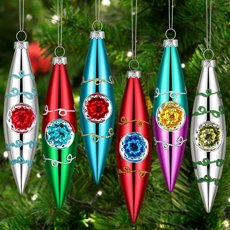 Thyle 6 Pcs Handmade Christmas Ornaments Glass Multicolored Christmas Tree Ornaments Vintage Chri... | Amazon (US)