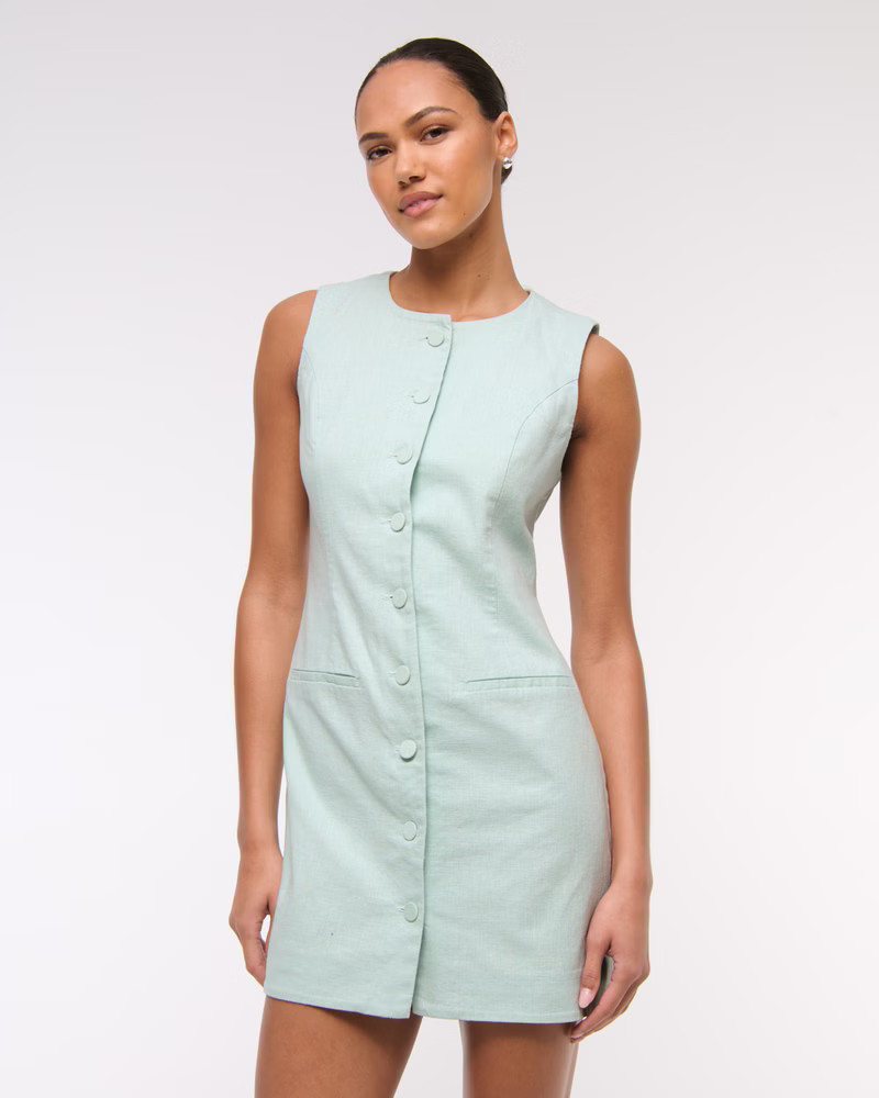Women's The A&F Mara Linen-Blend Mini Dress | Women's Dresses & Jumpsuits | Abercrombie.com | Abercrombie & Fitch (US)