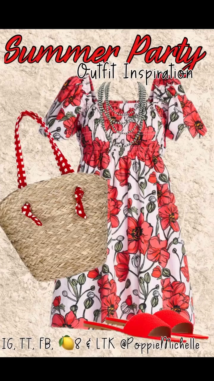 Y’all already know this little number will be seen at an awards ceremony near you in the short future. How could it not be?!? It’s POPPIES!
Smocked top empire waist dress with puff sleeves in a red floral print paired with a straw tote with ribbon handles and red strap sandals. 

Check out my LTK for shopping details. Info under my name at the top of my page. #summerdressing  #sundressseason  #puffsleeve  #outﬁtinspo #affordablestyles