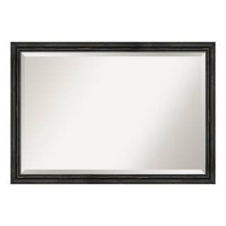 Rustic Pine Black Narrow 39.5 in. x 27.5 in. Beveled Rectangle Wood Framed Bathroom Wall Mirror i... | The Home Depot