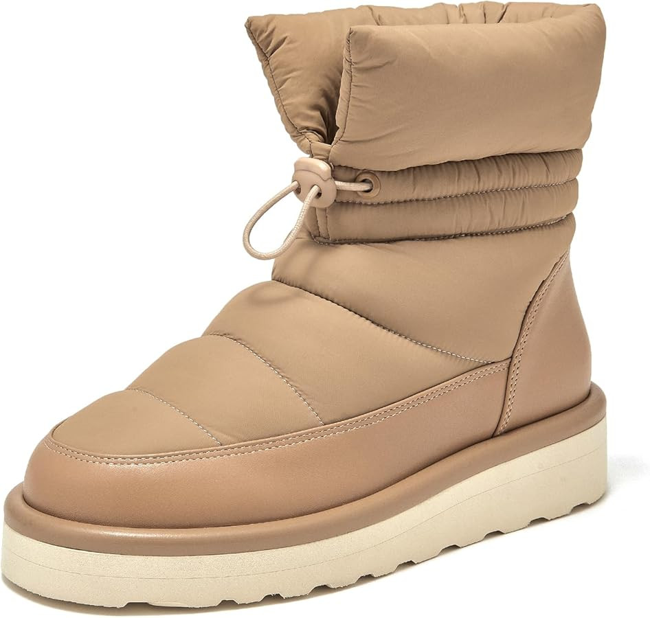 BEAU TODAY Snow Boots for Women, Platform Anti-Slip Winter Ankle Booties,Comfort Wool Round Toe W... | Amazon (US)