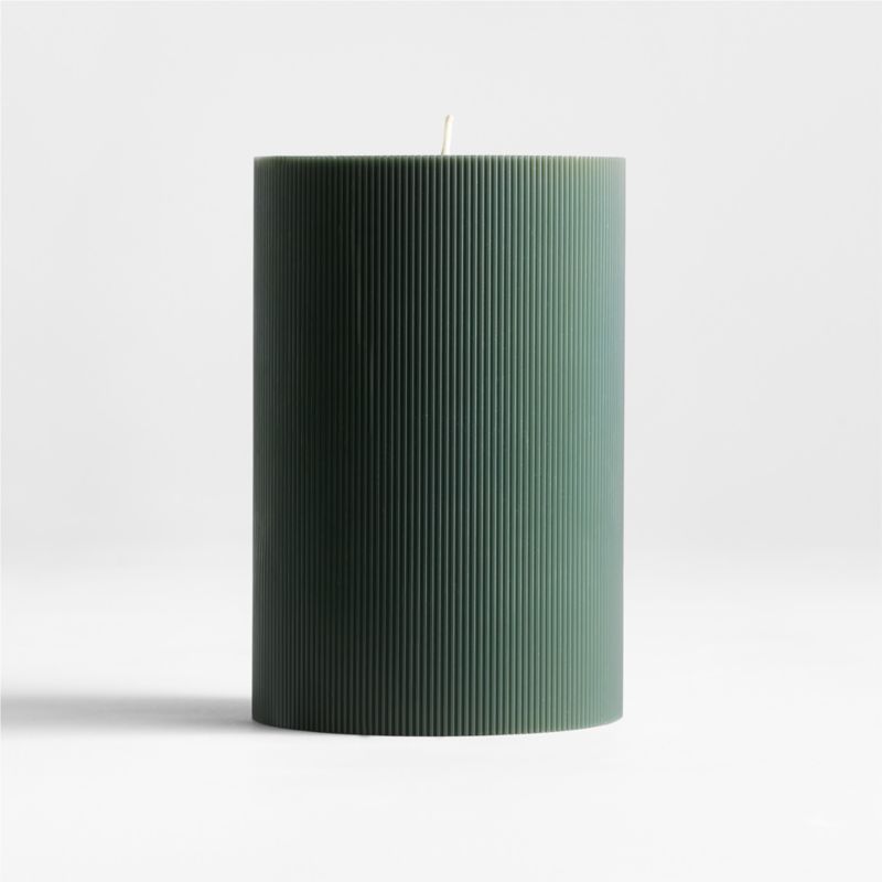 4"x6" Spruce Green Ribbed Pillar Candle + Reviews | Crate & Barrel | Crate & Barrel