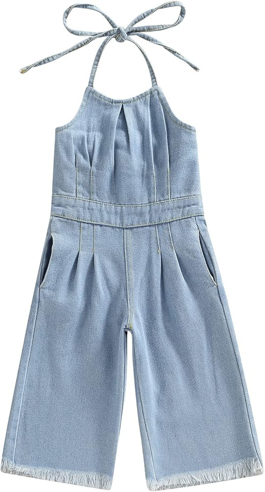 Kid Toddler Baby Girl Denim Overalls Ripped Bell Bottoms Flare Jeans Overalls Strap Suspender Pan... | Amazon (US)