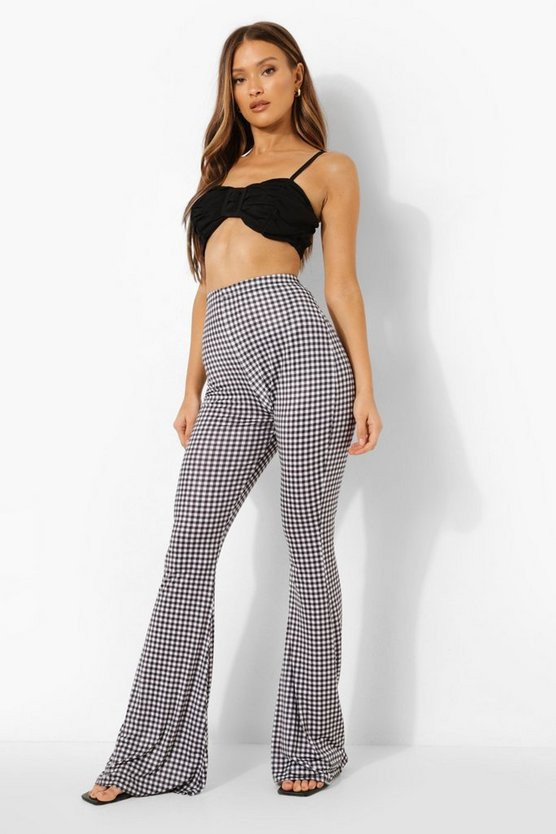 Gingham Jersey Flare | Boohoo.com (US & CA)