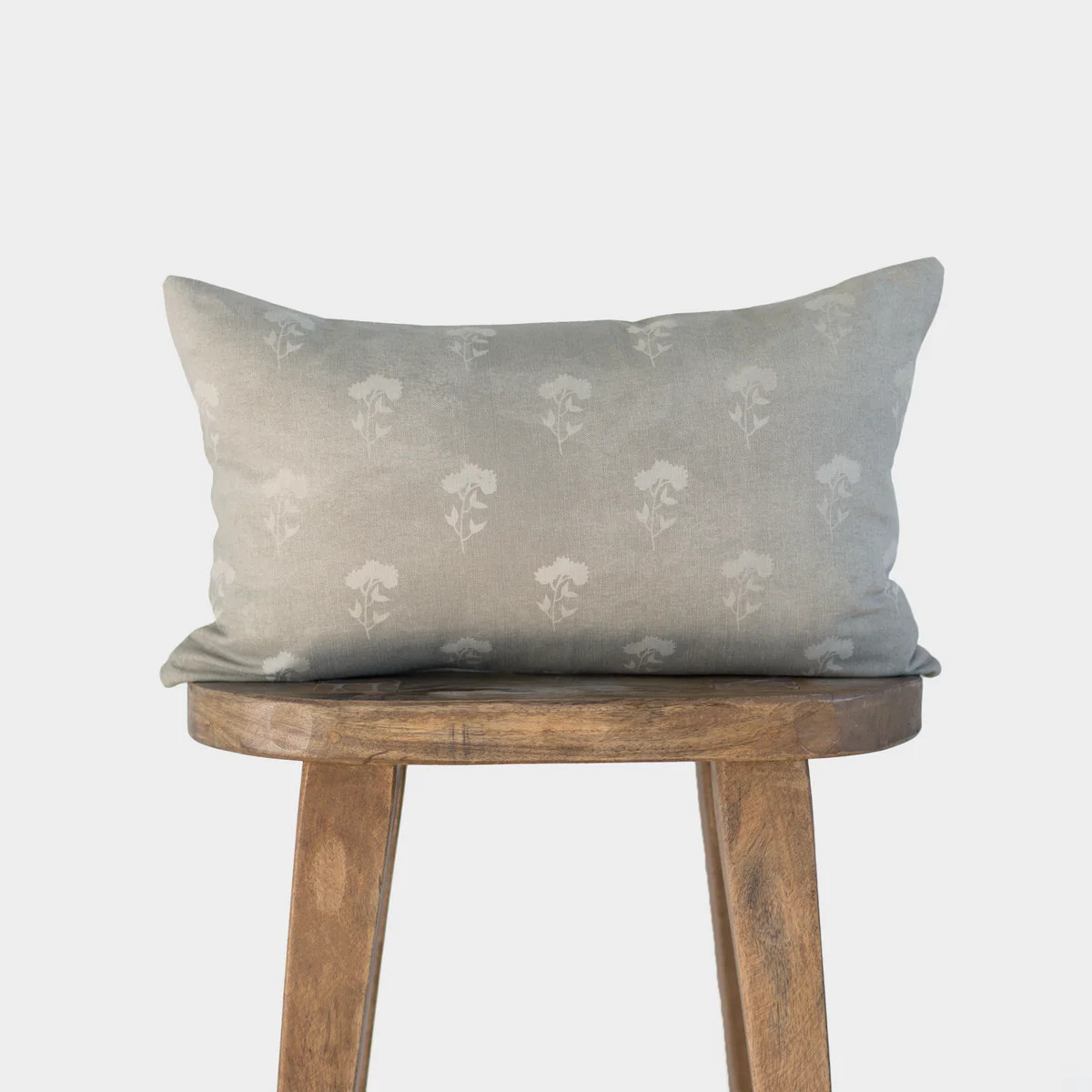 Fleur Gray Floral - Lumbar Pillow Cover 12x20" | 12x40" | Woven Nook