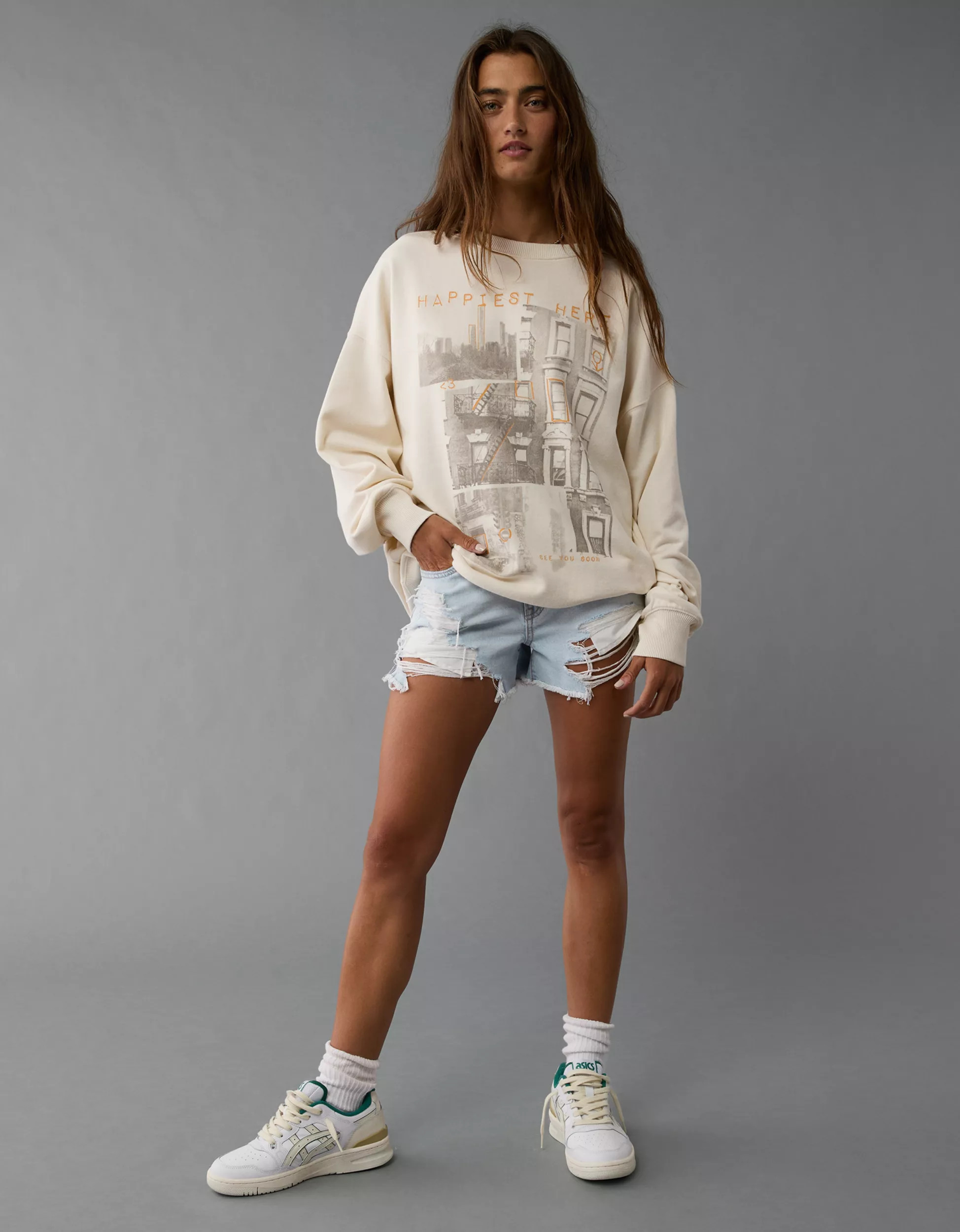 AE Oversized Graphic Crew Neck Sweatshirt | American Eagle Outfitters (US & CA)