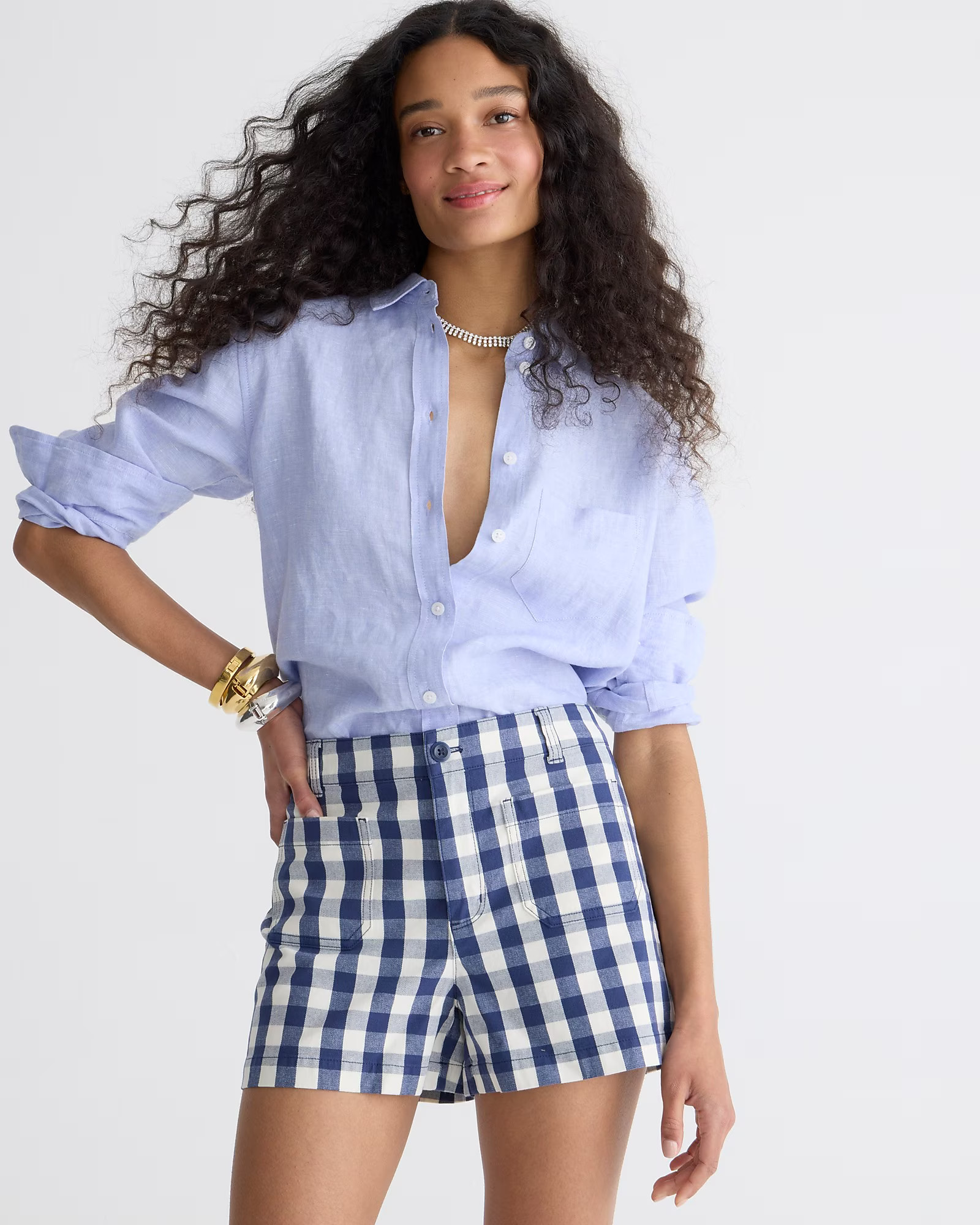 New patch-pocket chino short in gingham | J. Crew US