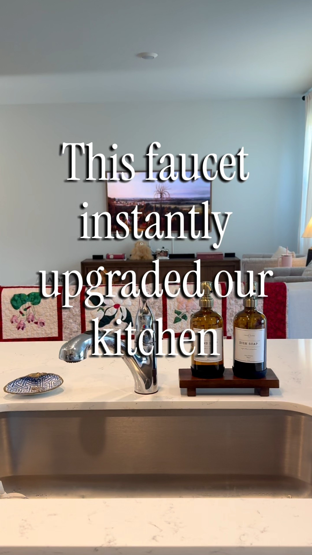 This champagne bronze faucet instantly elevated our space. We’re slowly upgrading our builder-grade home. I absolutely love how this modern faucet looks in one of the main spaces of our house. 

#faucet #kitchenrenovation #kitchen#home 

#LTKdayinmylife #LTKHome