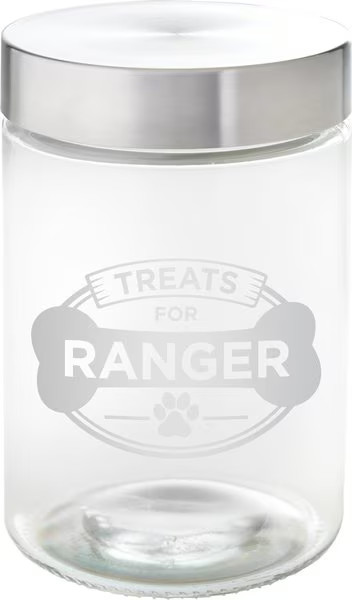 Frisco "Doggie Treats" Glass Personalized Treat Jar with Lid, 5 cup, 40oz | Chewy.com