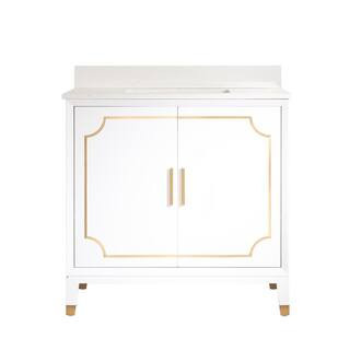 WELLFOR Melody 36 in. W x 22 in. D x 35 in. H cUPC Single Sink Freestanding Bath Vanity in White ... | The Home Depot