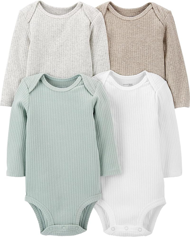 Simple Joys by Carter's Unisex Babies' Long-Sleeve Thermal Bodysuits, Pack of 4 | Amazon (US)