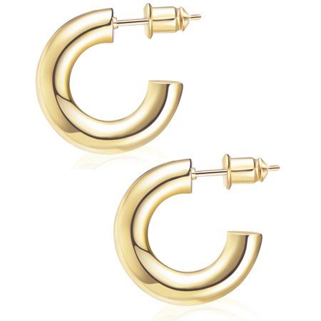 wowshow Chunky Open Hoops Thick Gold Hoop Earrings for Women and Girls 20.0 Millimeters | Walmart (US)