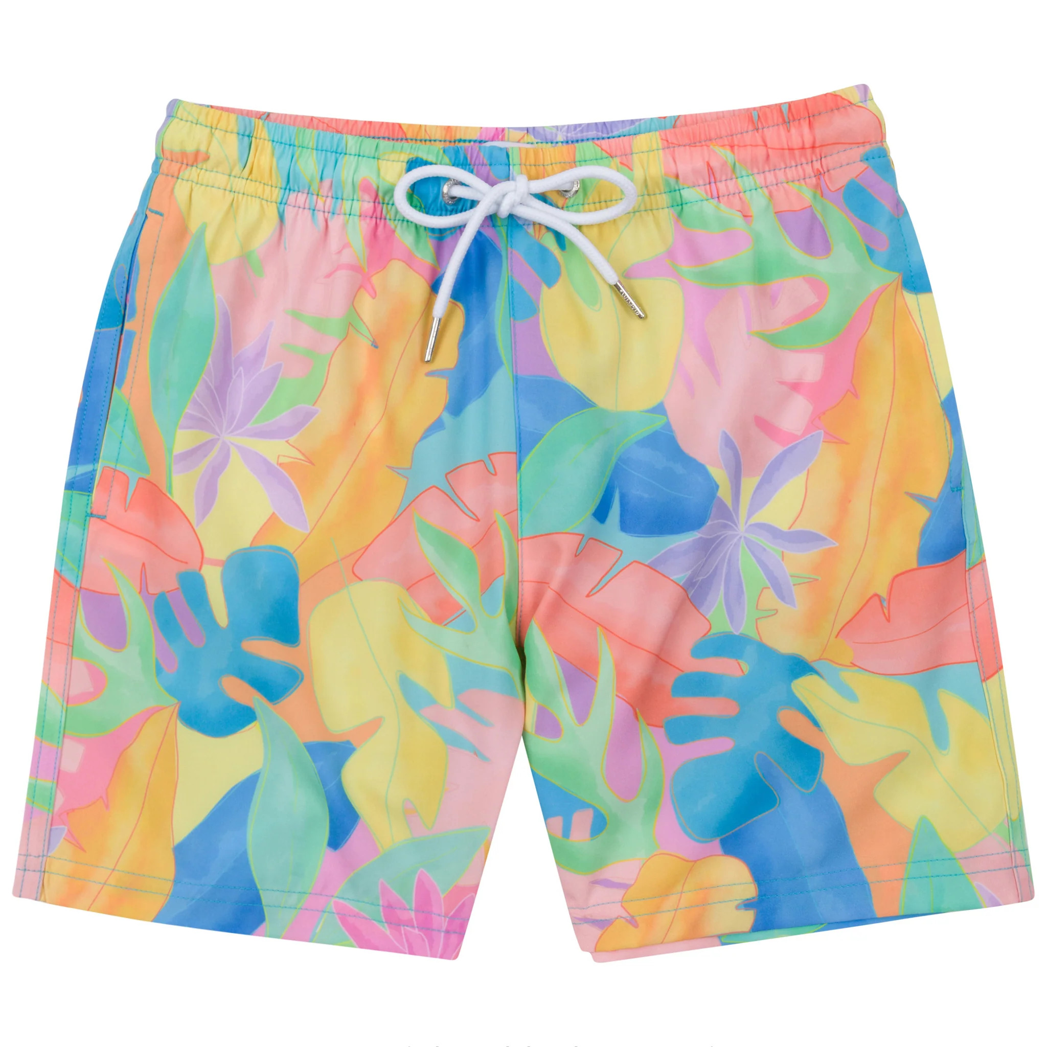Boys Swim Trunks Boxer Brief Liner (sizes 6-14) | \u201cVibrant Vacay" | SwimZip
