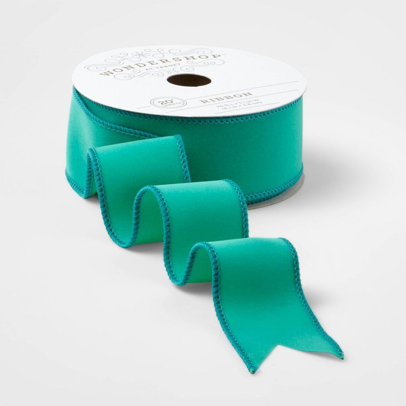 1.5" Velvet Fabric Ribbon Green 20ft - Wondershop™ | Target