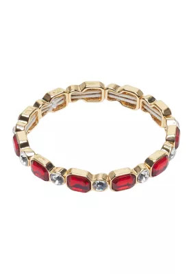 Anne Klein Gold Tone Red Crystal Stretch Bracelet | Belk
