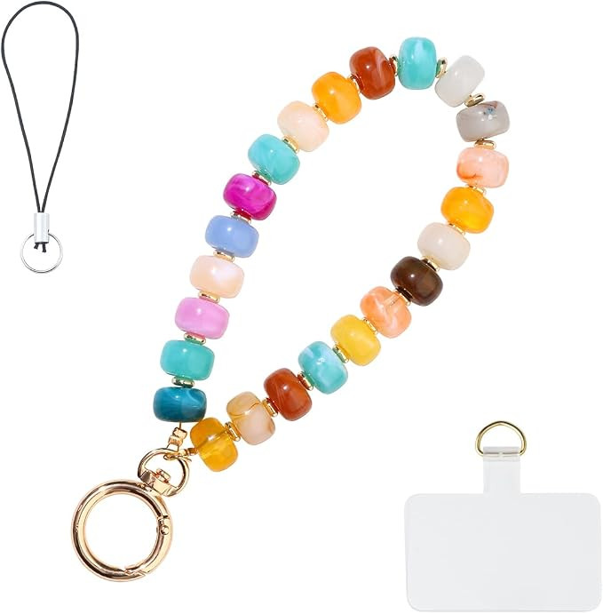 Cute Trendy Beaded Keychain Phonechain for Women,Chunky Acrylic Colorful Fashion Boho Summer Beac... | Amazon (US)