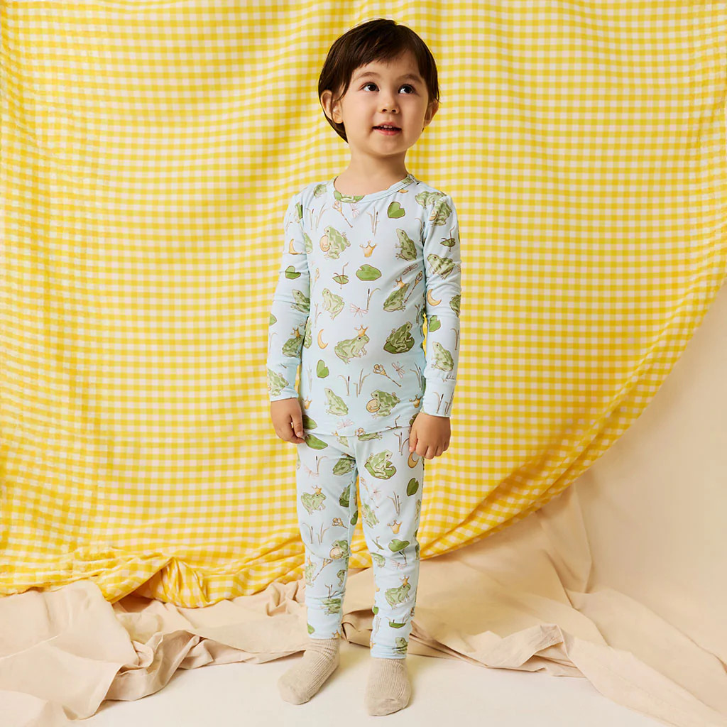 Frog Green Long Sleeve Louis Classic Pajama Set | Posh Peanut® | Posh Peanut