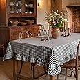 Mindsoft Black Gingham Ruffled Tablecloth 120 x 60 Inches Rectangle Cotton Linen Checkered Table ... | Amazon (US)