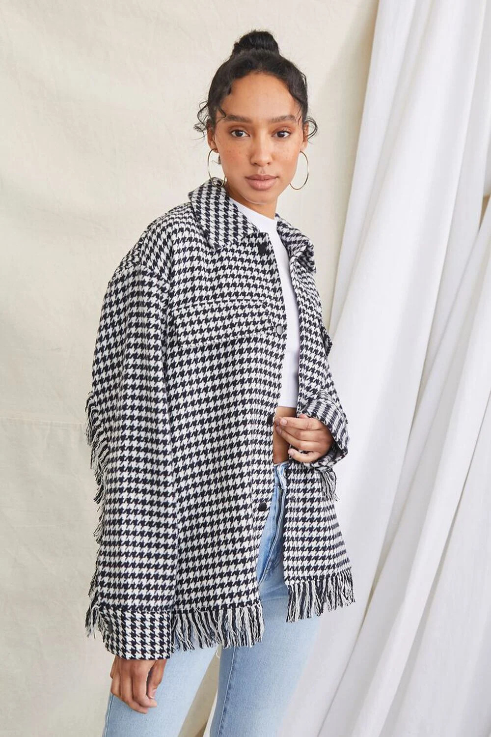 Houndstooth Tassel-Trim Jacket | Forever 21 (US)