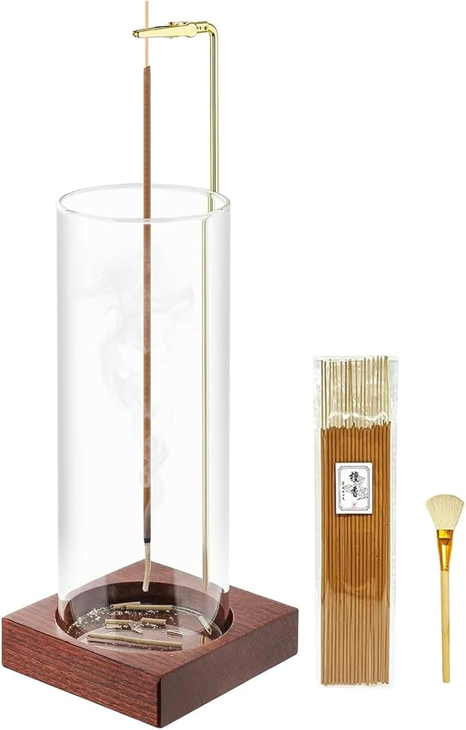 Incense Holder,Wooden Incense Holder for Sticks with 20 Incense Sticks, Anti-ash Incense Burner w... | Amazon (US)