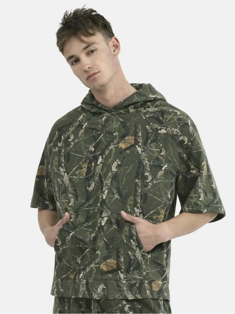 No Boundaries French Terry Pullover Hoodie with Short Sleeves, Men's and Big Men's | Walmart (US)