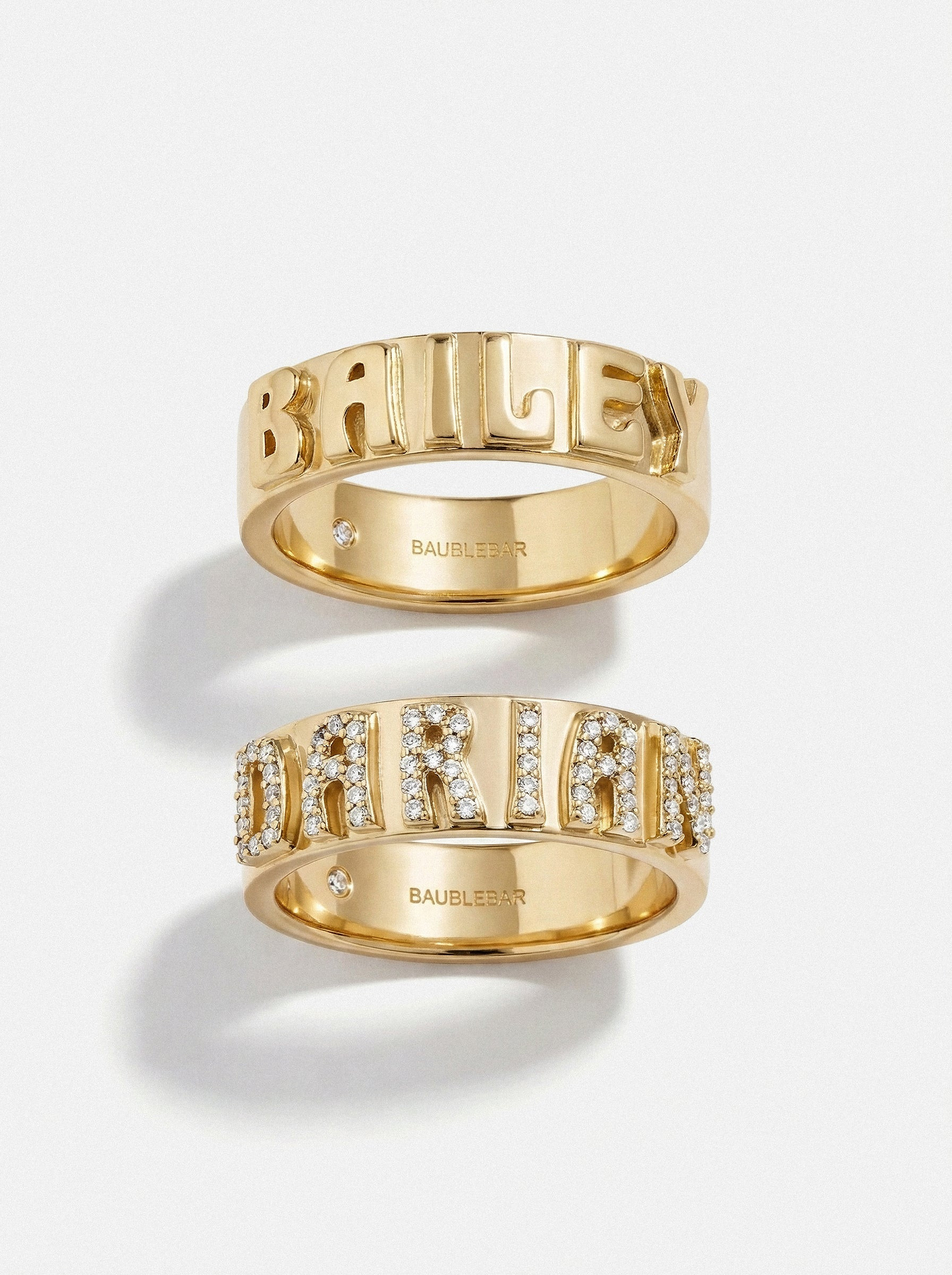 18K Gold Cigar Band Custom Ring - Gold/Pavé | BaubleBar