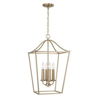 Capital Lighting Fixture Company Grady 60-Watt 4-Light Matte Brass Foyer Pendant Lantern, No Bulb... | The Home Depot