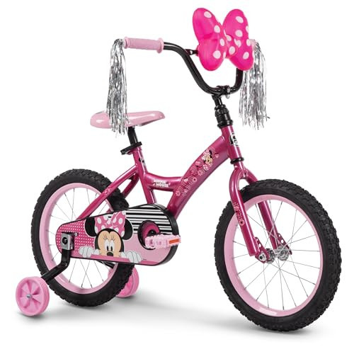 Huffy Disney Minnie 16" Pink Girls' Bike, Ideal for Ages 4-6 Years Old, Removable Training Wheels, Fun and Playful Design, Sturdy and Durable, Bow Case, Shimmering Streamers, Adjustable Comfort | Amazon (US)